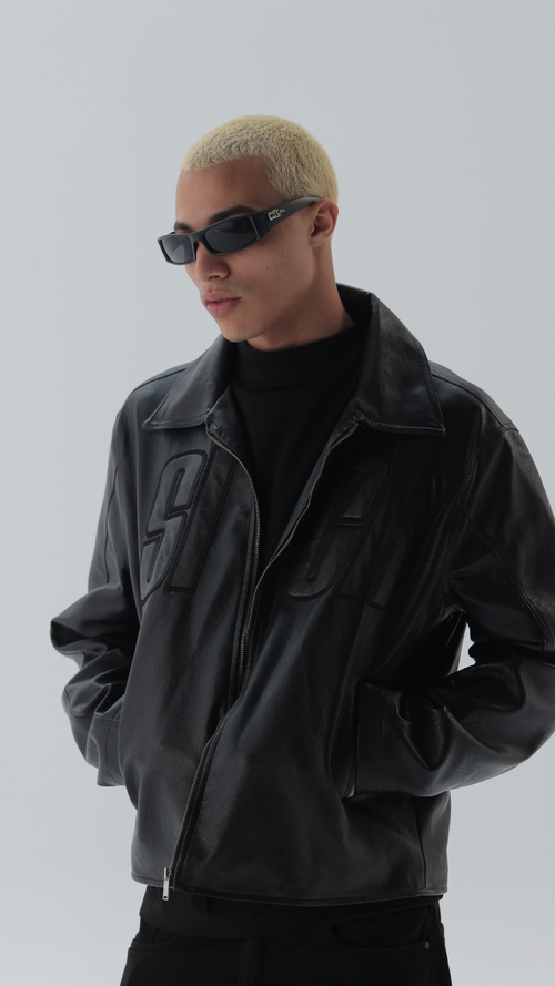 SICK "SICK"STITCHED LEATHER JACKET