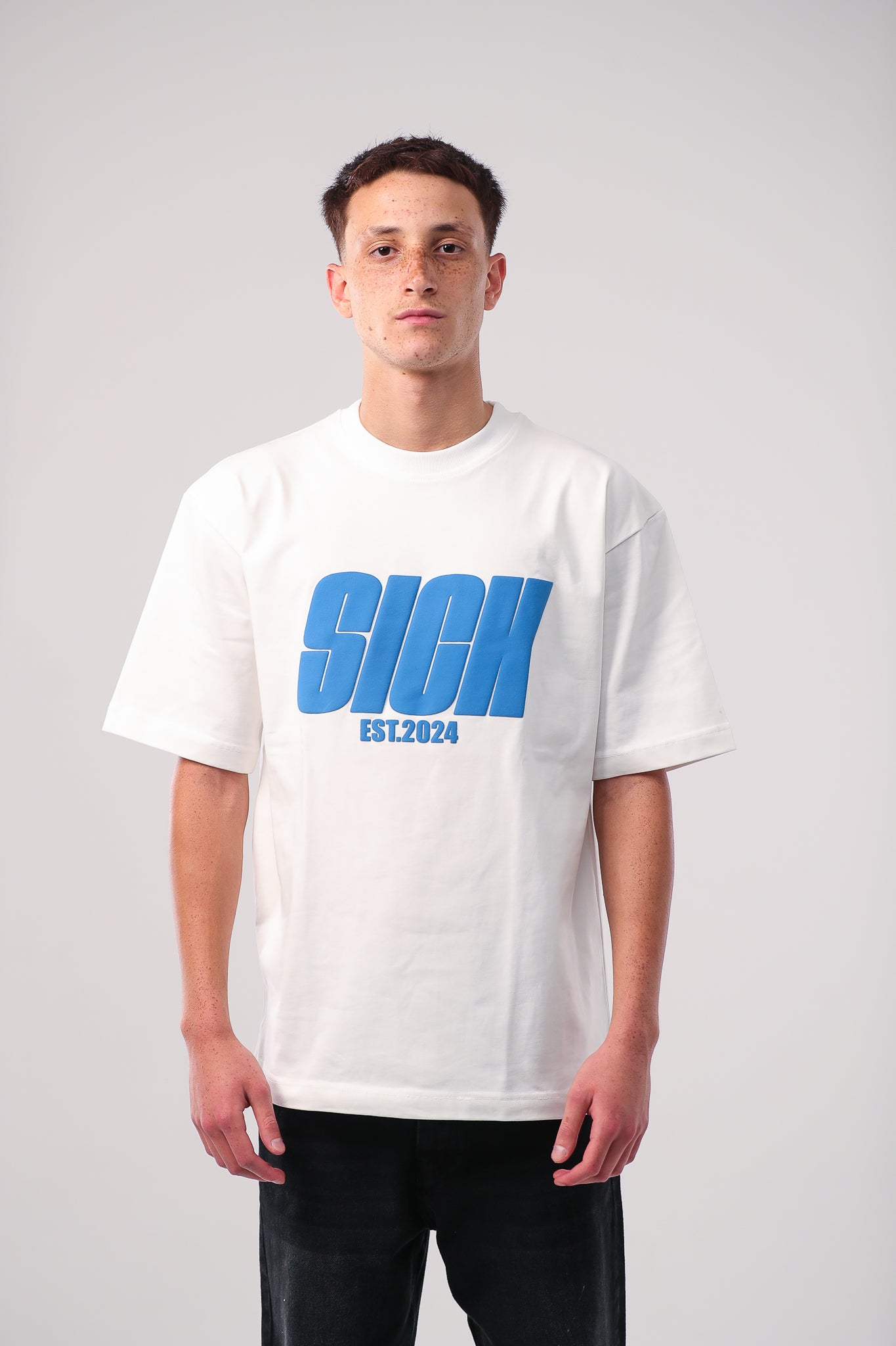 SICK Basic White x Real Blue Tee