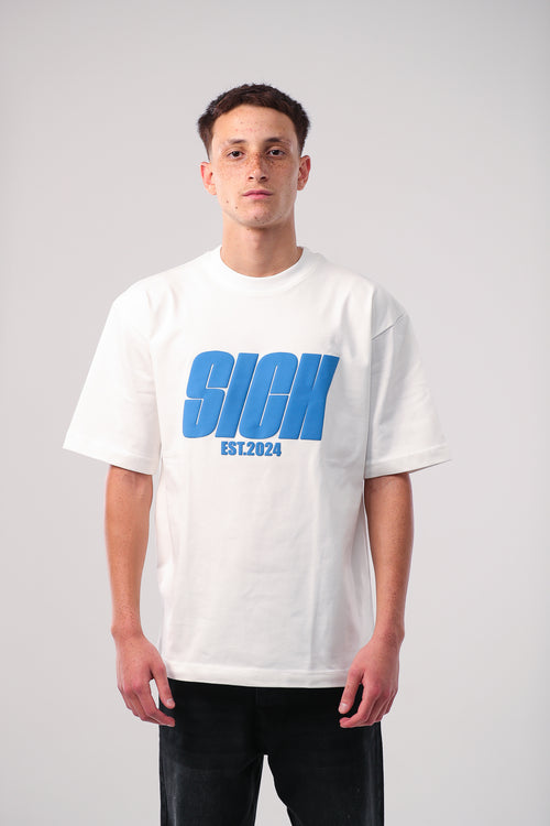 SICK Basic White x Real Blue Tee